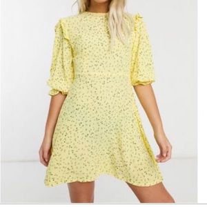 Faithfull The Brand Edwina Floral Crepe Mini Dress Floral Sz 6 Yellow